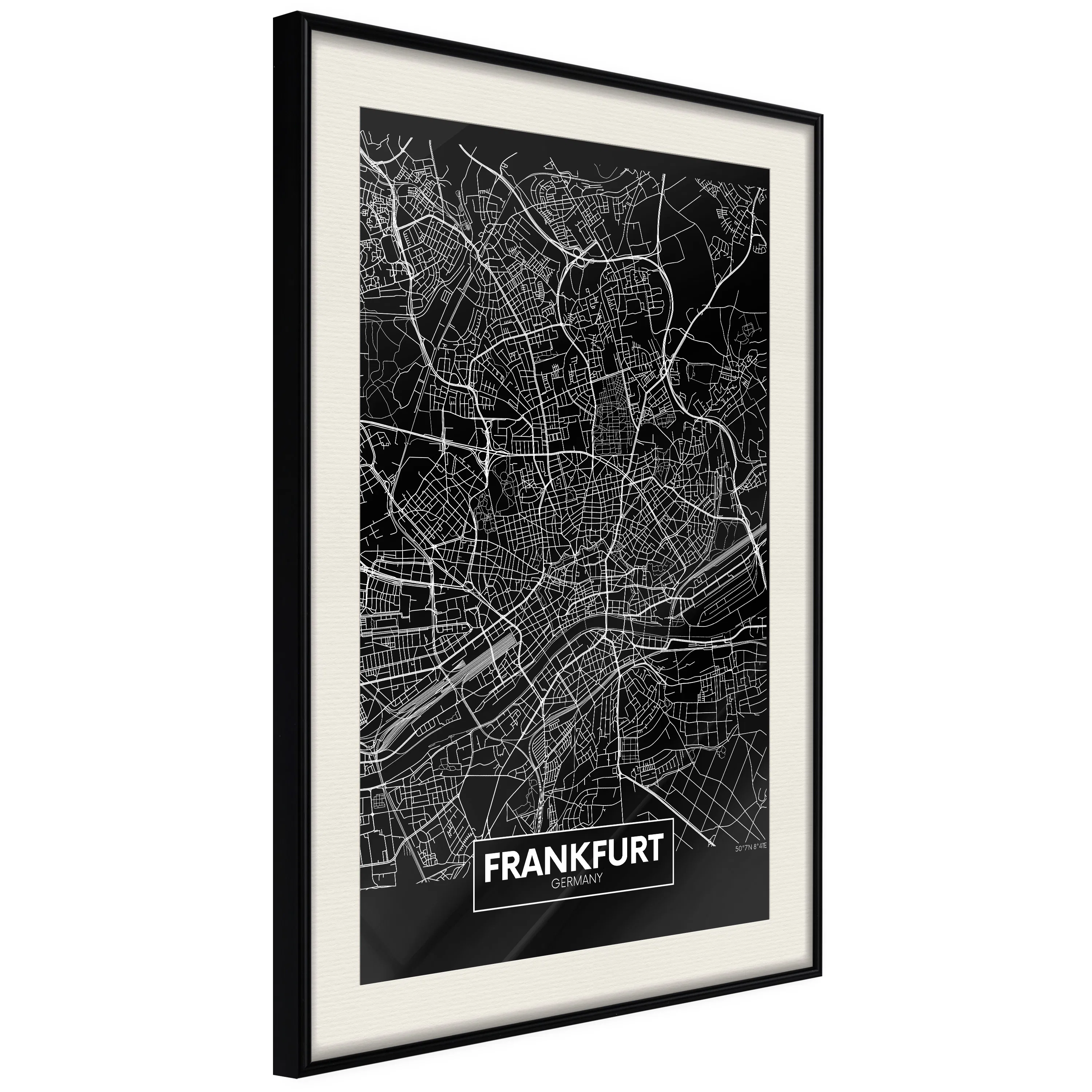 Poster Artgeist Affisch Dark Map of Frankfurt