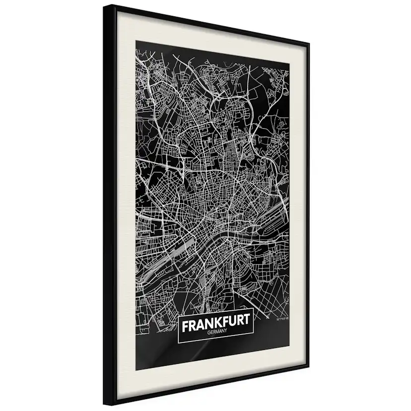 Poster Artgeist Affisch Dark Map of Frankfurt