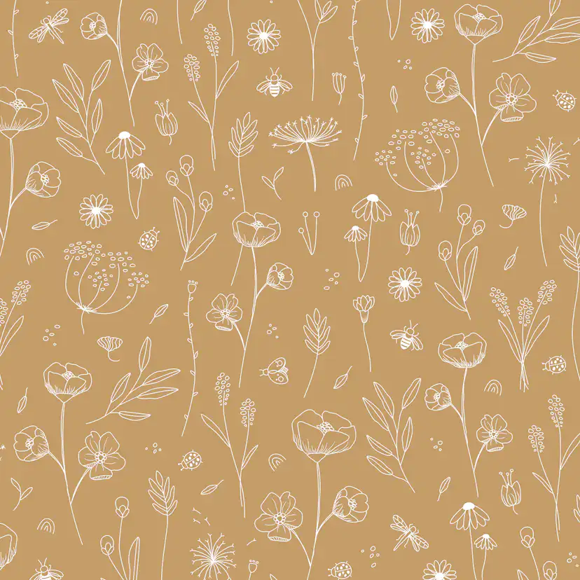 Tapet Little Dutch Wild Flowers Ochre/Gul