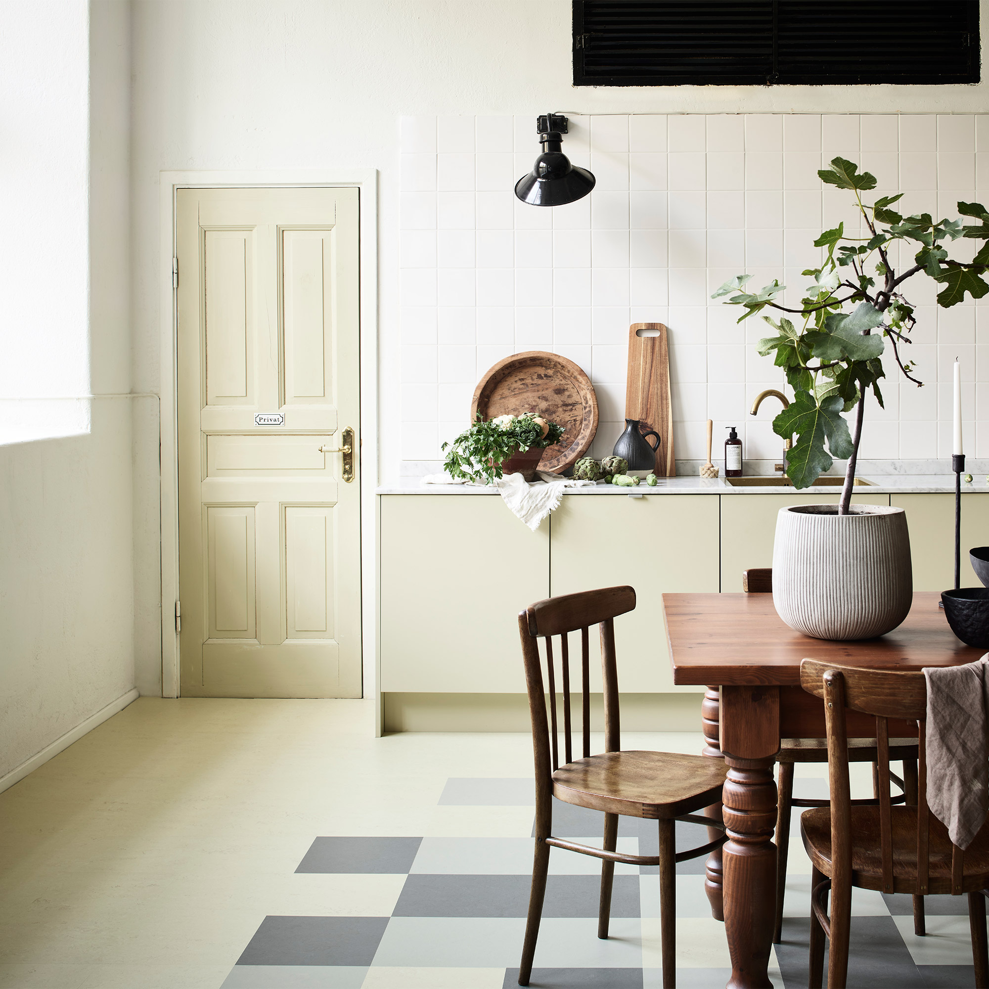 Linoleumgolv Forbo Marmoleum Click Orbit Grå 30x30cm med Klicksystem