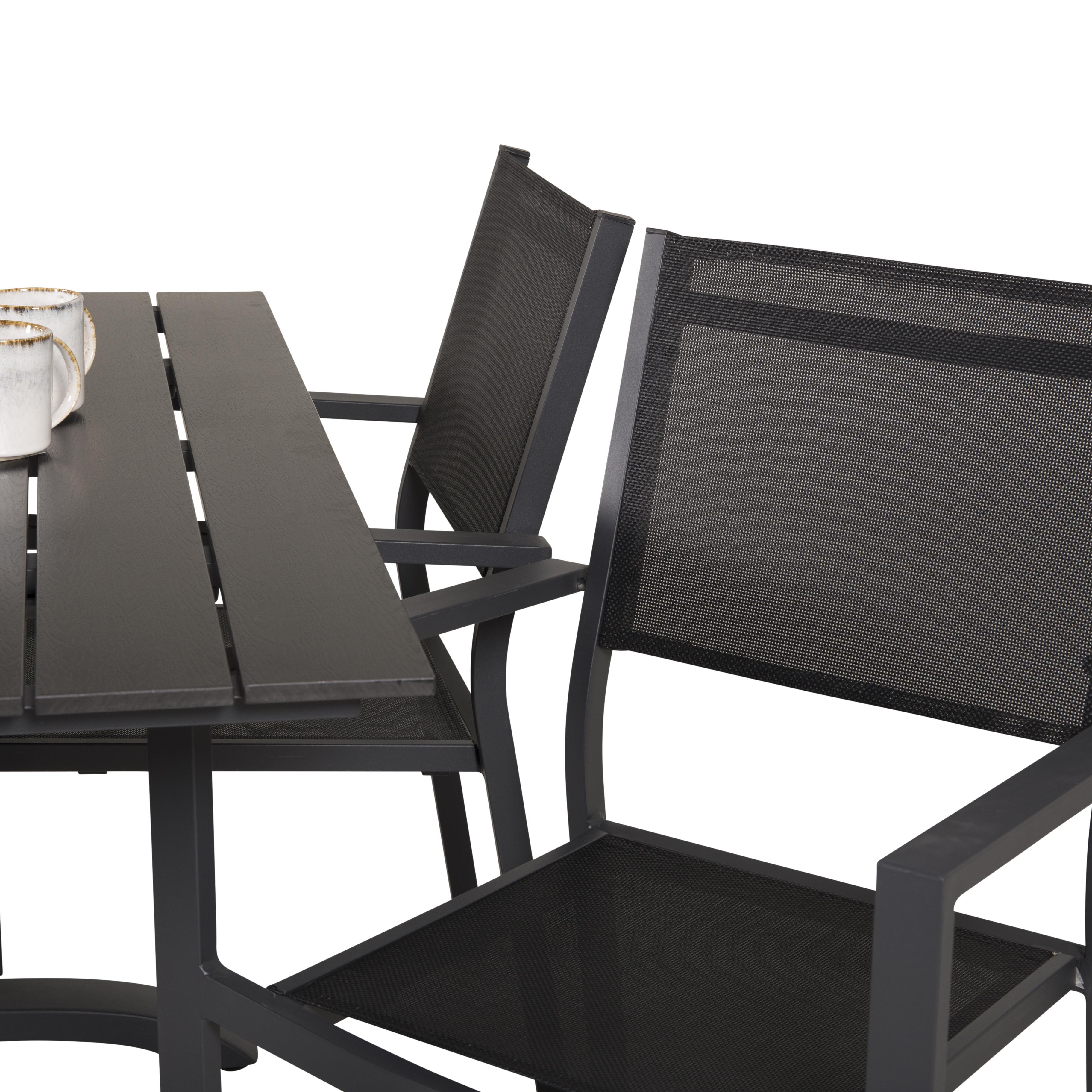 DenverCafé Bord120*70svartalu/Svart+Copacabana stolsvartalu4 Svart Bord, Svart Stol