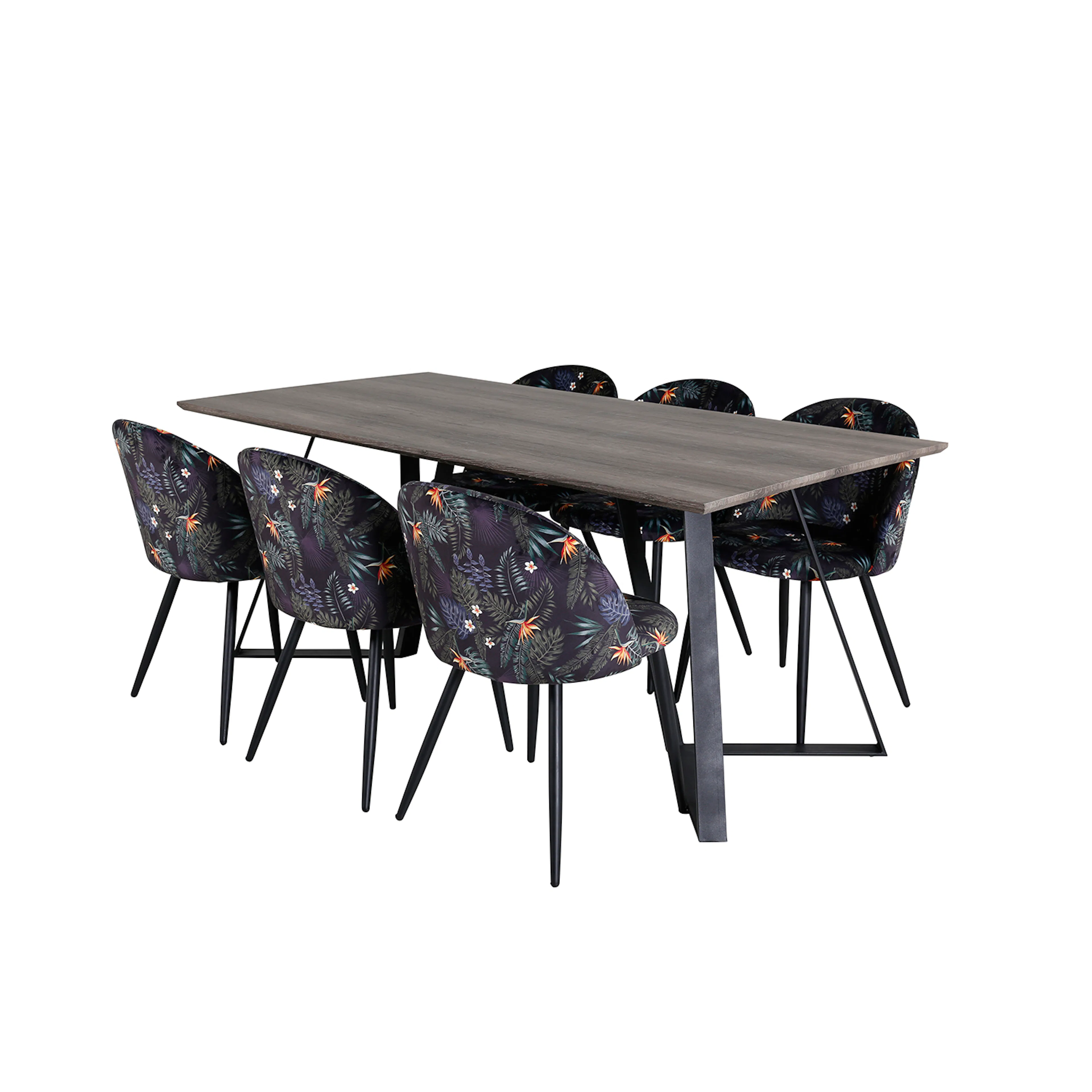 Grå/Svart/Blommönstrad