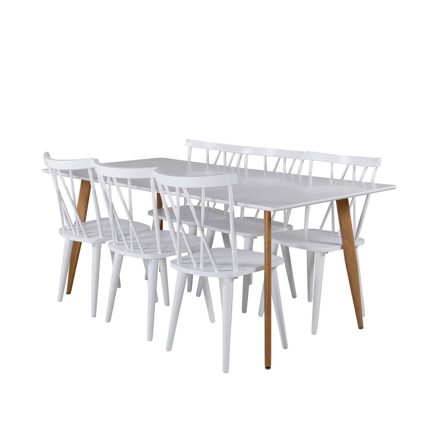 Polar Dining Table - 180*90*H75 - White / Oak, Mariette Vit