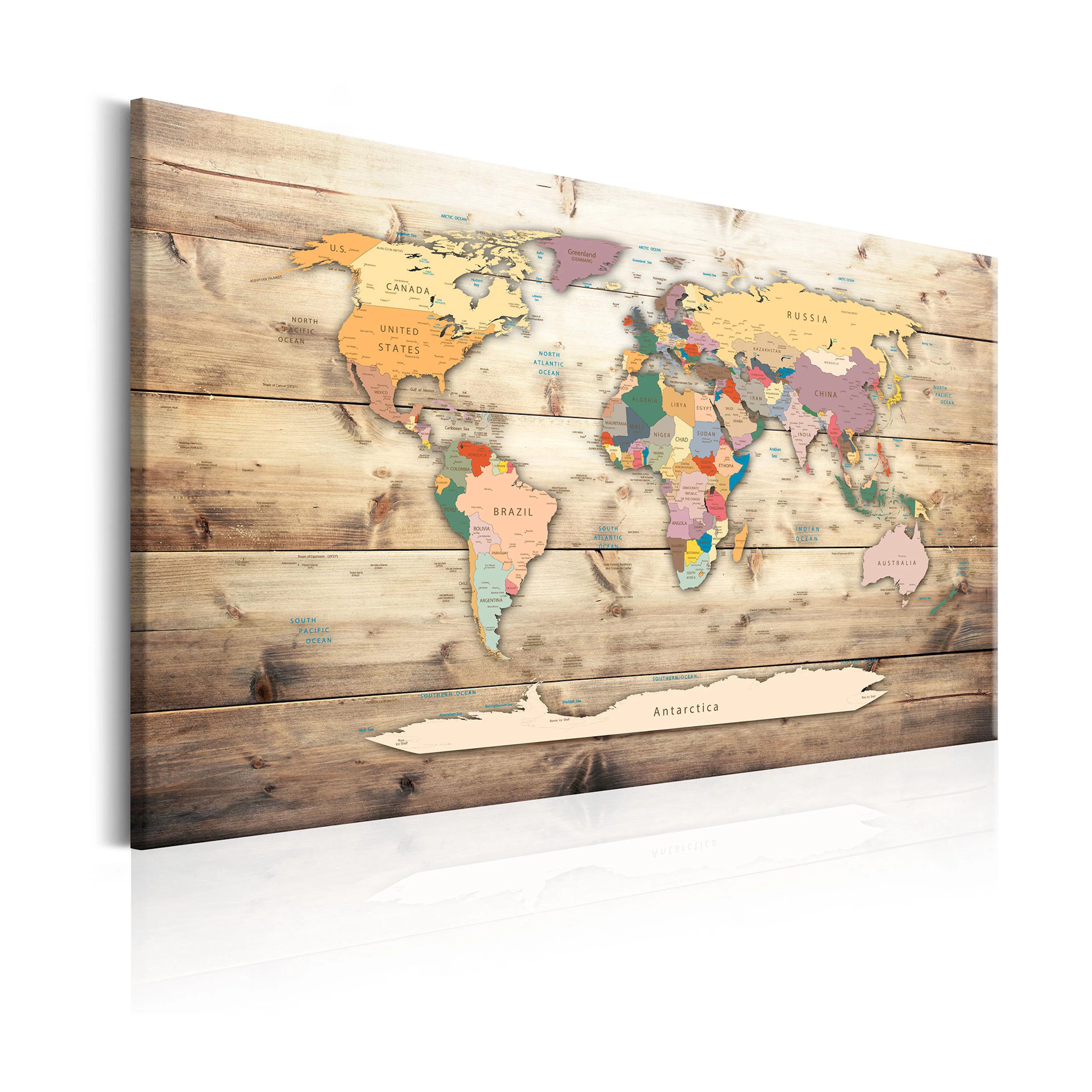 Tavla Arkiio World Map Colourful Continents