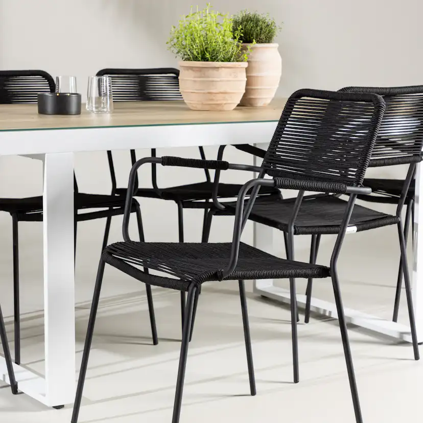 Trädgårdsgrupp Venture Home Merlo med 6 Lindos Karmstolar