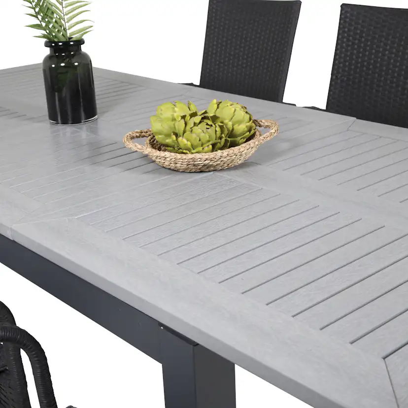 Albany Dining Table 160/240*100 - Svart Alu / Grey Aintwood+ Svart/Grå