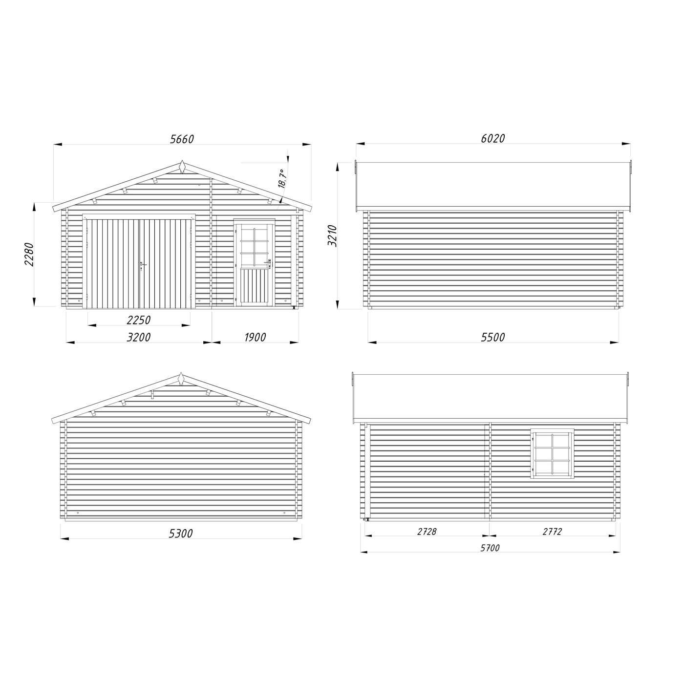 Garage Palmako Roger 21,9 m2 med Slagport