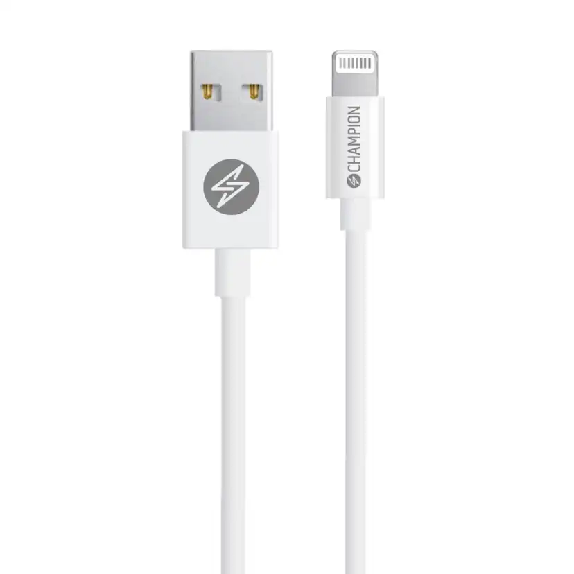 USB-A Champion till Lightning Kabel 1m Vit