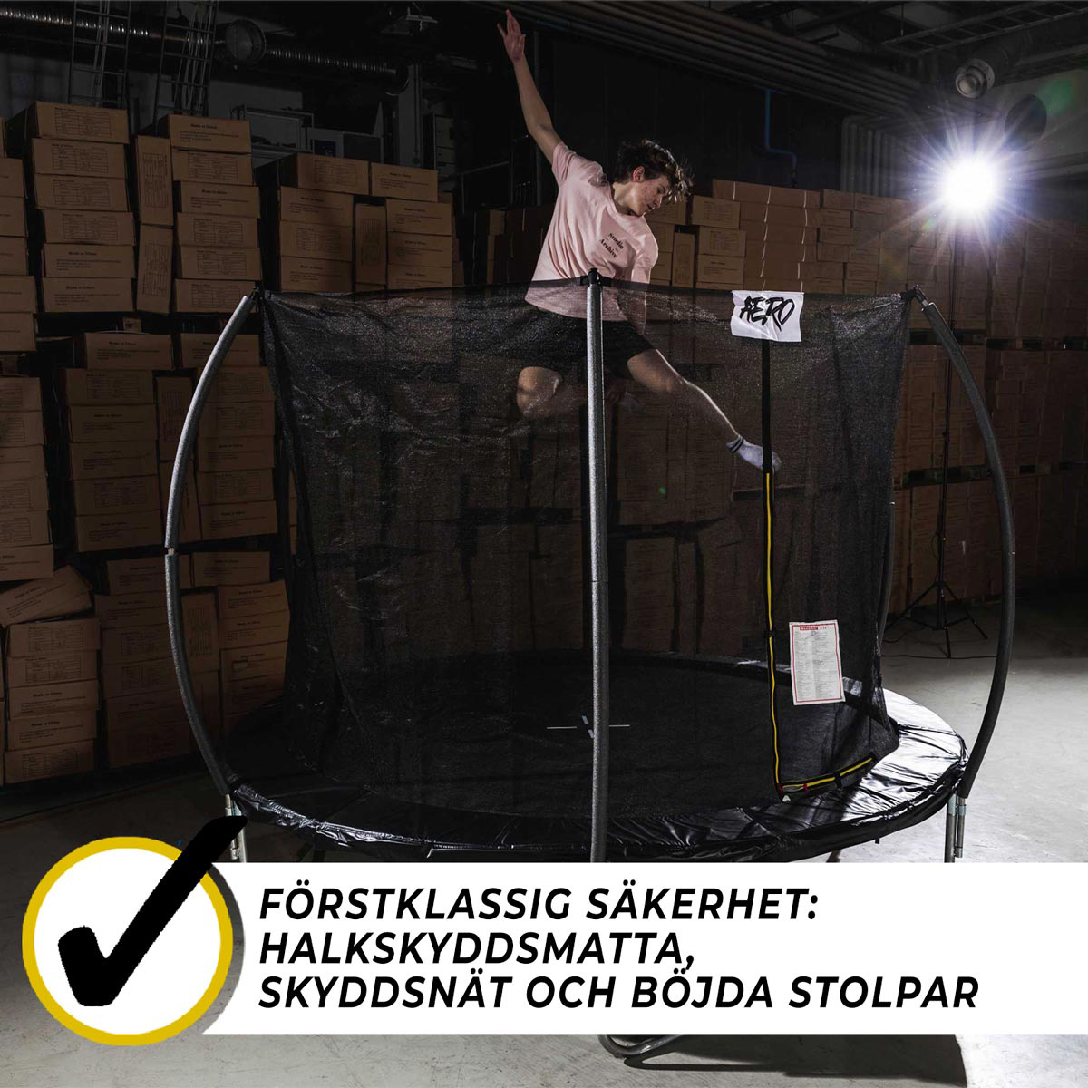Studsmatta React Aero med Skyddsnät 3,05 m