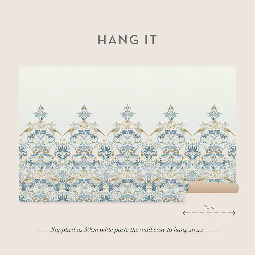 Fototapet William Morris At Home Strawberry Thief Soft Blue