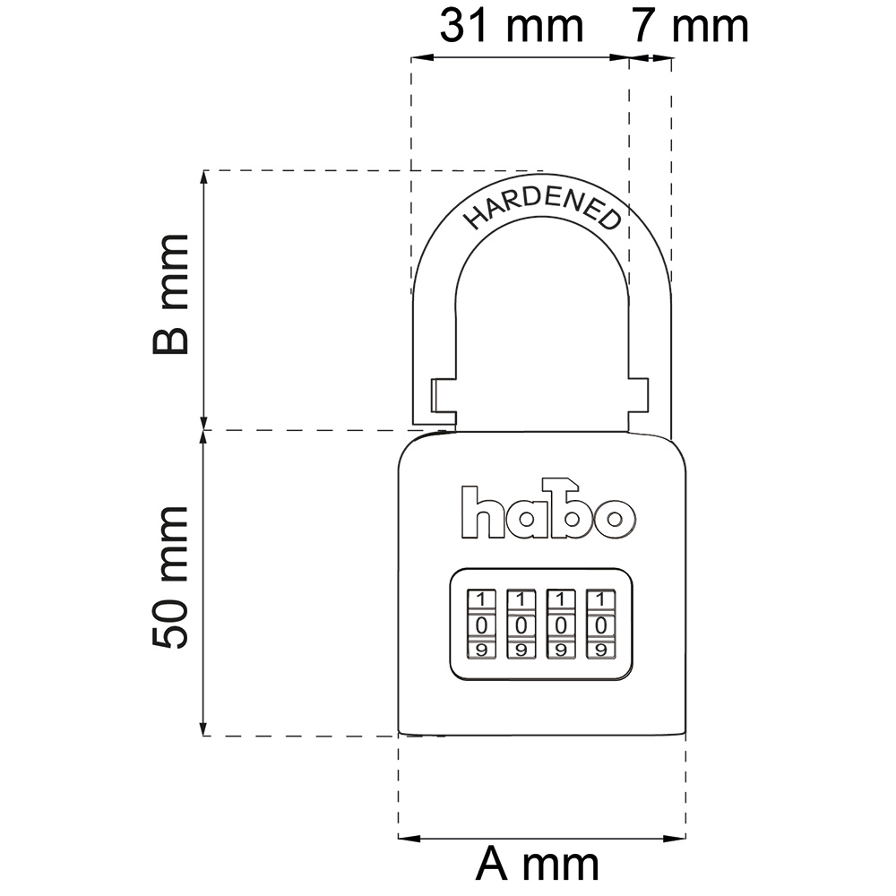 Hänglås Habo 203-50 Kombi