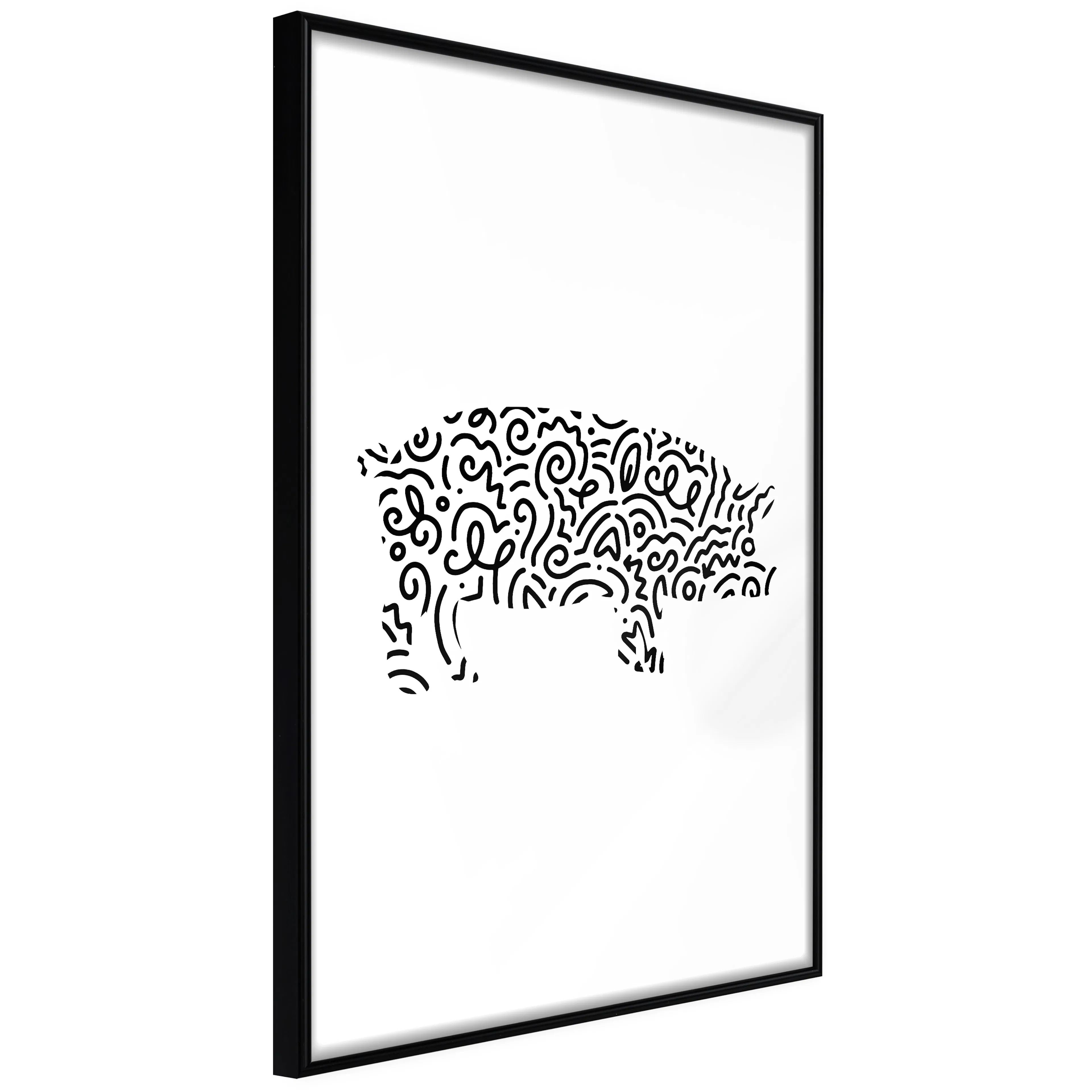 Affisch - Black and White Piggy [Poster] 40x60 Svart ram, 40x60 cm