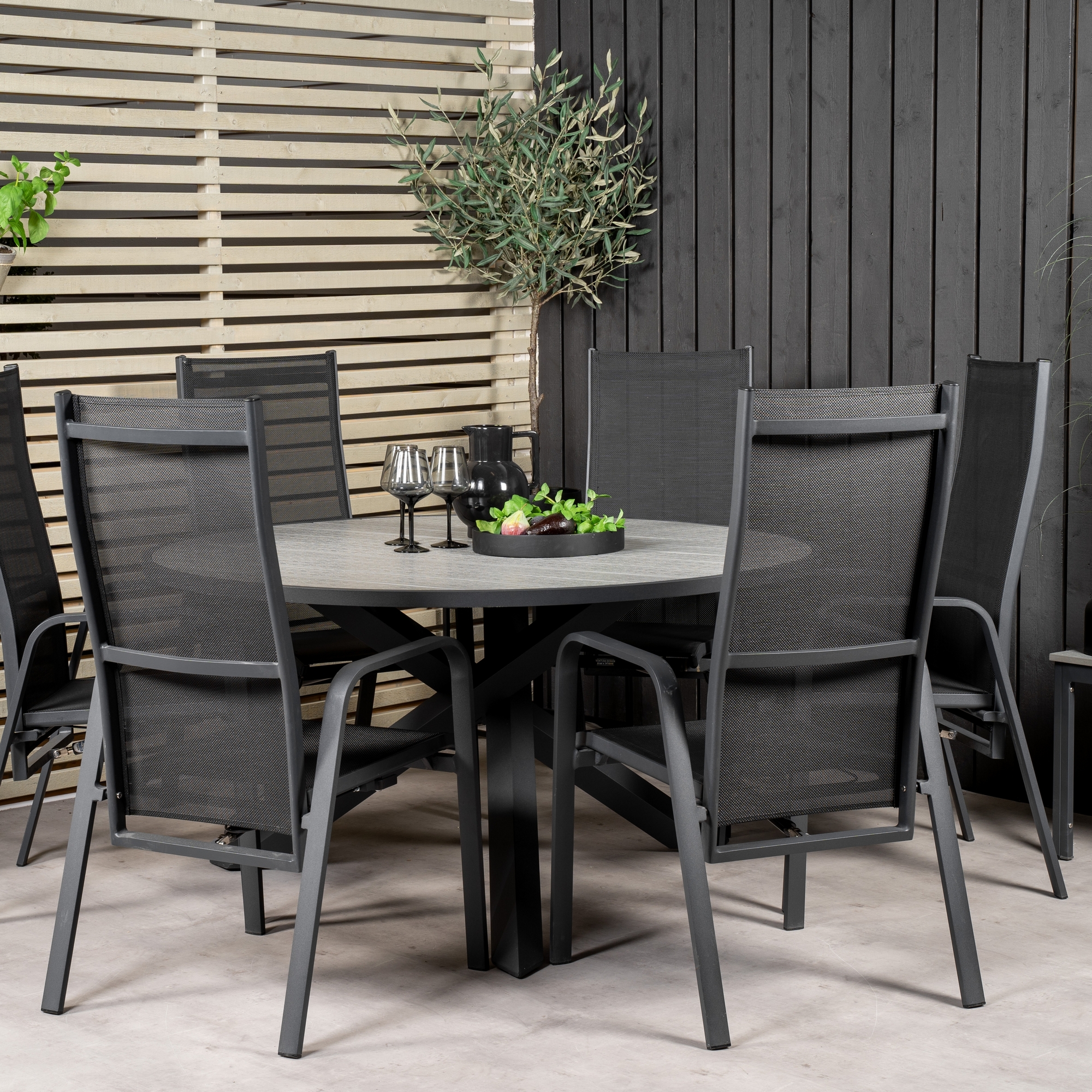 Matgrupp Utomhus Venture Home Pincy Ø140 med 6 Copacabana Trädgårdsstolar