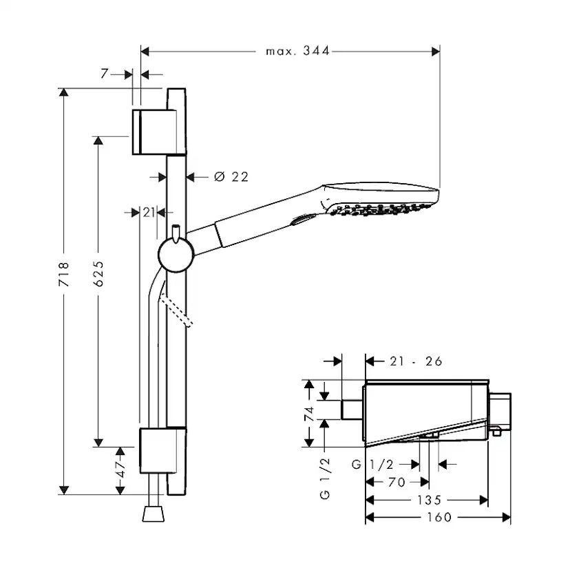 Duschset Hansgrohe ShowerTablet Select 300 65 cm Kombipaket