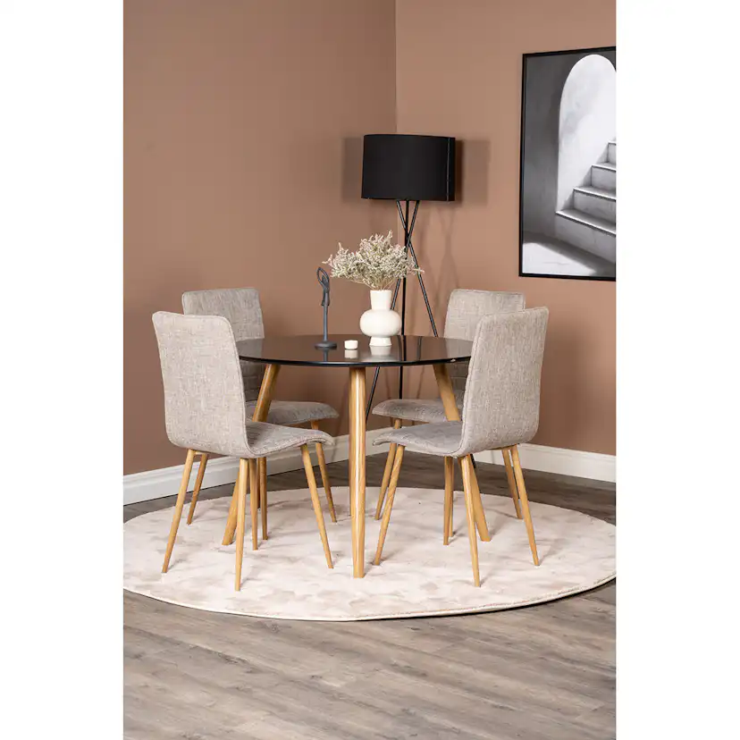 Matgrupp Venture Home Plaza Ø100 cm med 4st Windu Matstolar