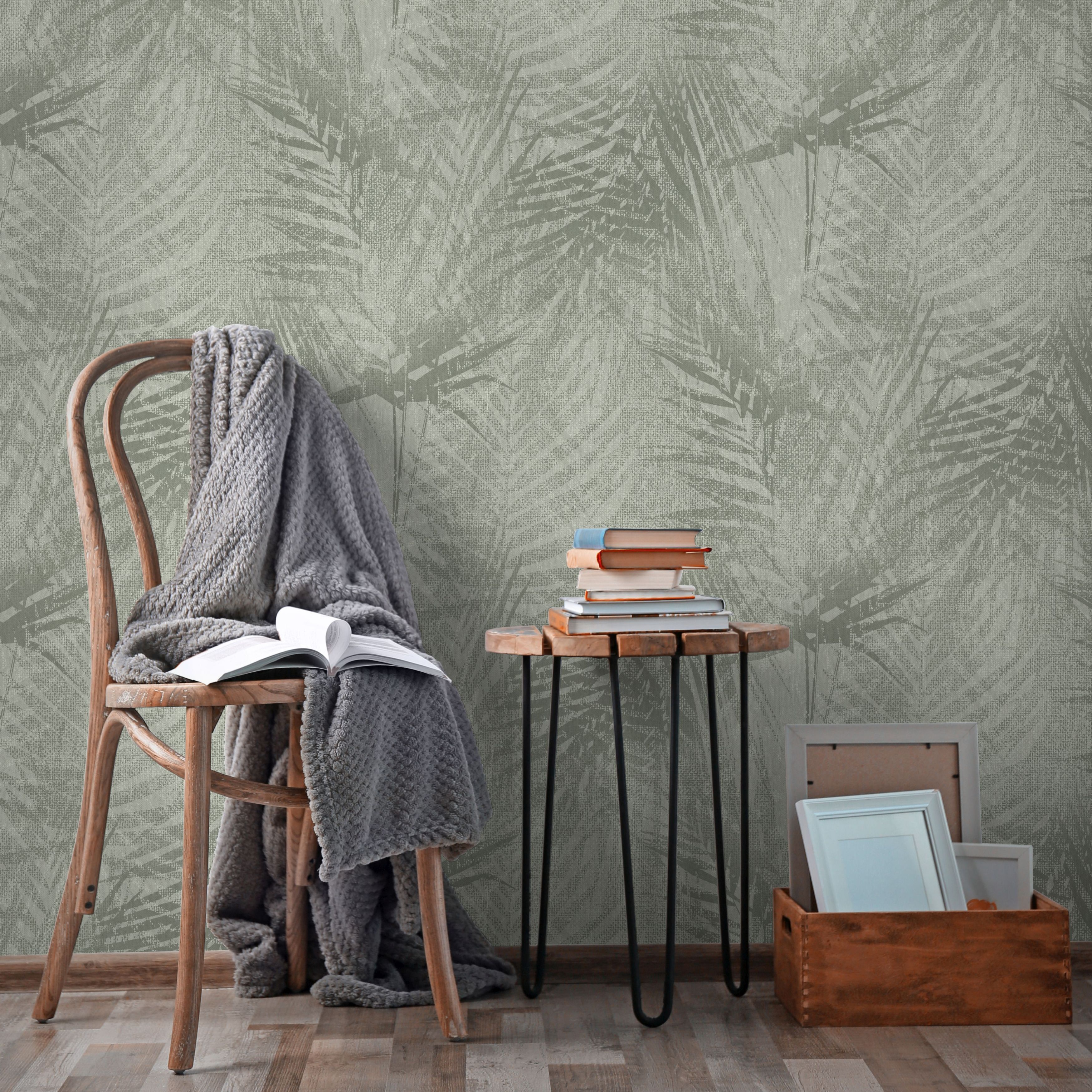 Tapeter Art For The Home Ren Natur Palm 104638 Non Woven, Mönstrad Grön