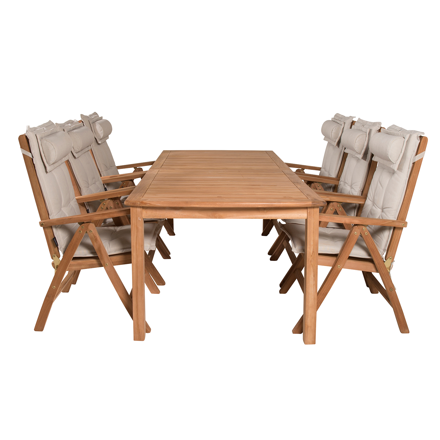 Matgrupp Venture Home Kenya 220x100 Teak med 6 Kenya Positionsfåtöljer