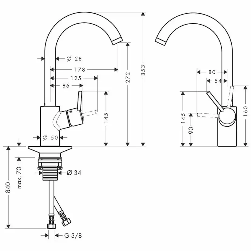 Köksblandare Hansgrohe Talis S2 Variarc med Hög Pip