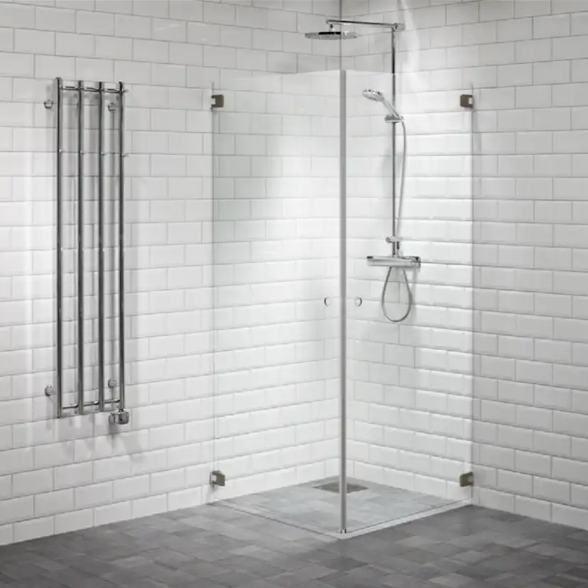 Duschhörna Alterna Capo 800x800 mm Klarglas Täckkopor i Borst LxB: 780x780 mm, Beslag: Borstad Brons