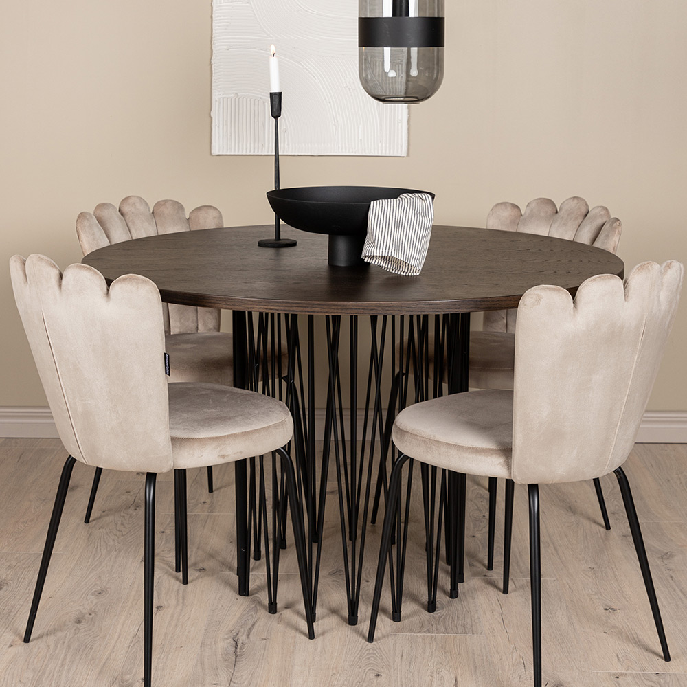 Matgrupp furniture/fashion Stone Ø120 cm med 4 Limhamn Light Stolar