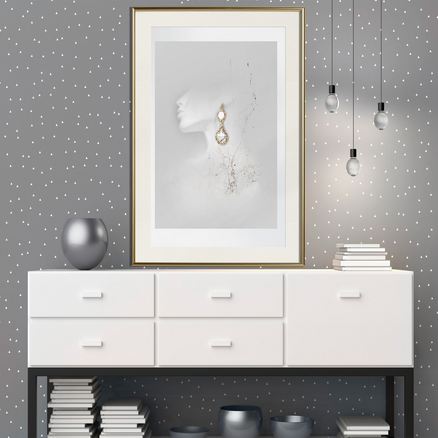 Poster Artgeist Affisch Gold Earrings