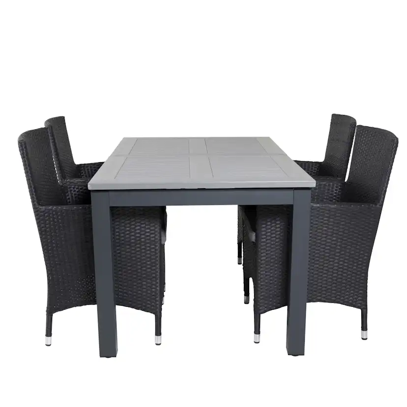 Albany Dining Table 160/240*100 - Svart Alu / Grey Aintwood+ Svart/Grå