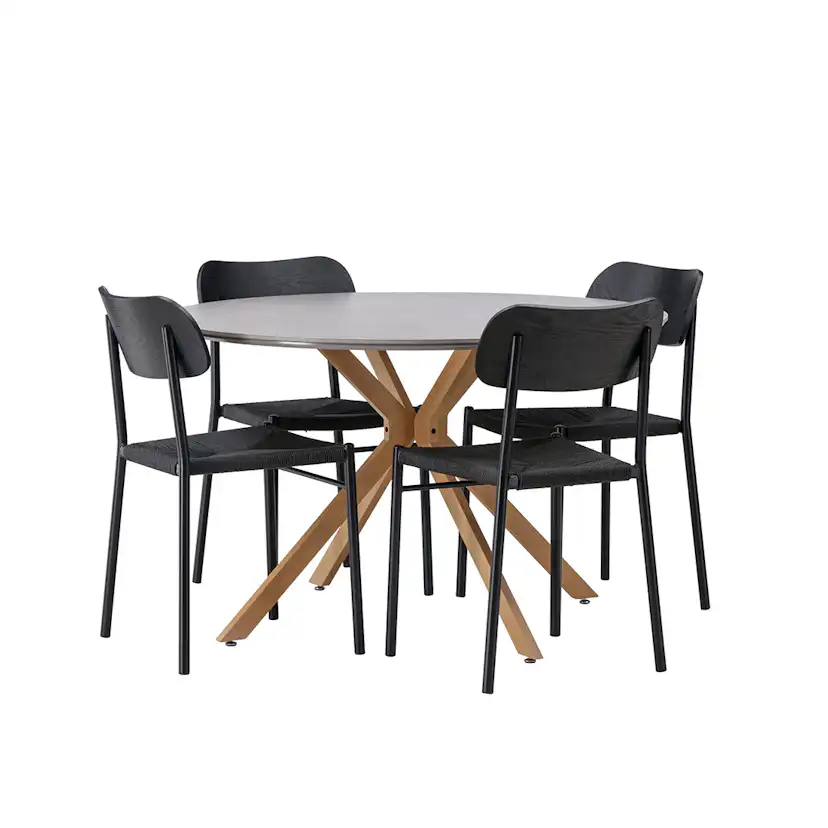 Matgrupp Venture Home Piazza Ø120 cm med 4st Polly Matstolar