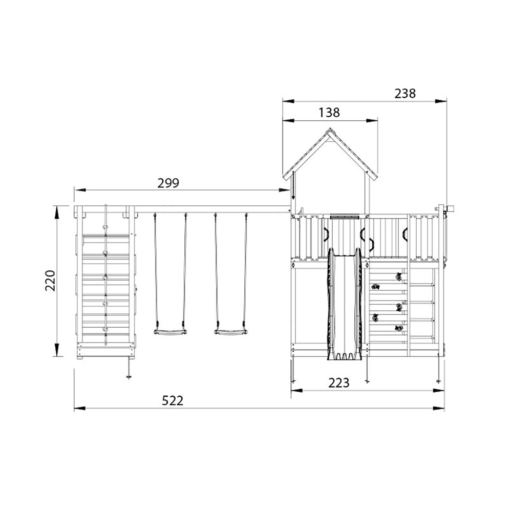 Lektorn Jungle Gym Mansion 2.1 Klättermodul Blå Rutschkana