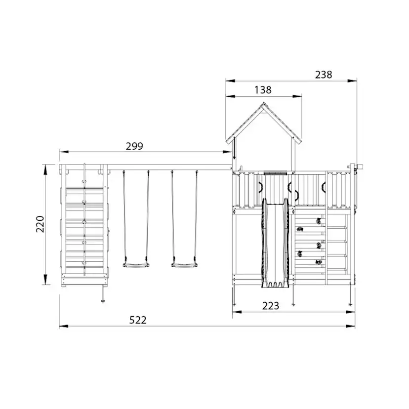 Lektorn Jungle Gym Mansion 2.1 Klättermodul Blå Rutschkana
