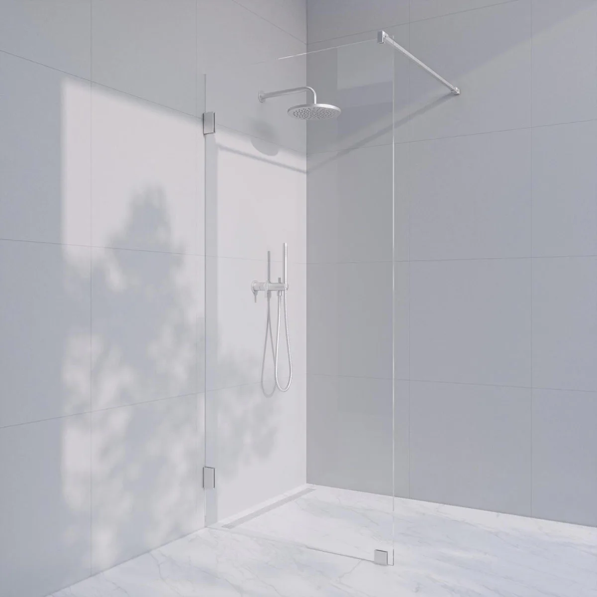 Invitrea Flair GH1/Högerhängd/70/Blank krom/Klart glas Glastyp: Klarglas, Profil: Blank Krom, Hängning: Högerhängd, Bredd: 700 mm