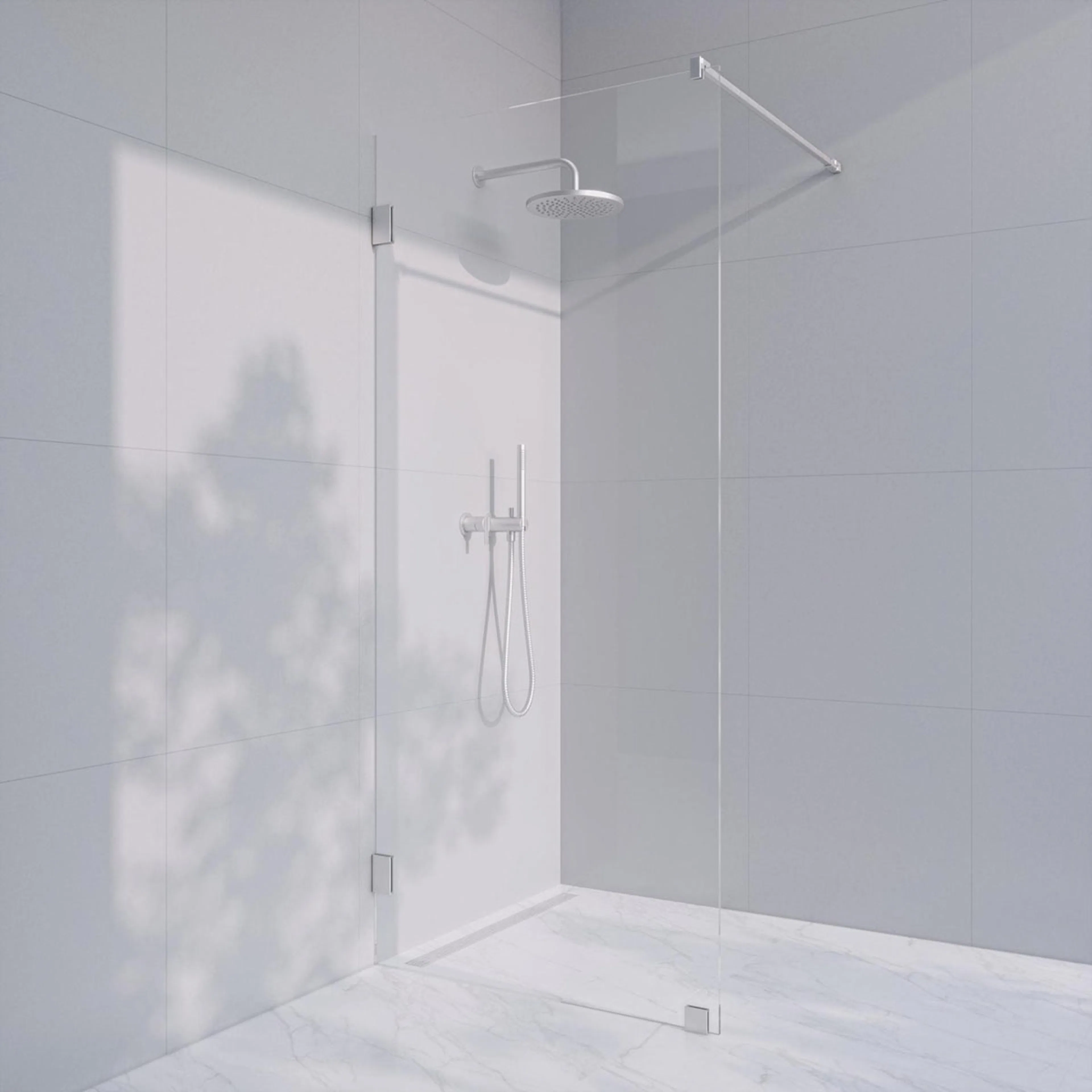 Invitrea Flair GH1/Högerhängd/70/Blank krom/Klart glas Glastyp: Klarglas, Profil: Blank Krom, Hängning: Högerhängd, Bredd: 700 mm