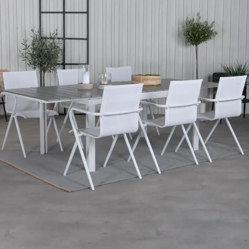 Matgrupp Venture Home Lova 160 Vit med 6 Aspen Matstolar
