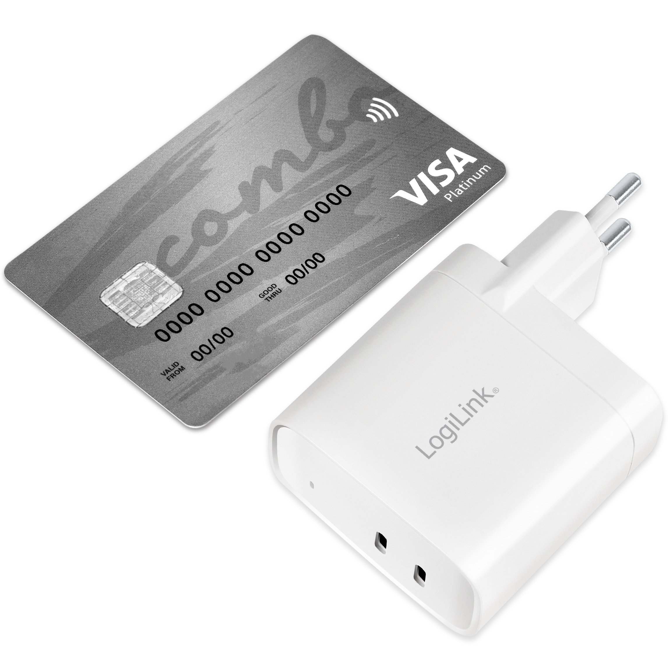 USB-laddare LogiLink 2 x USB-C PD 65W GaN