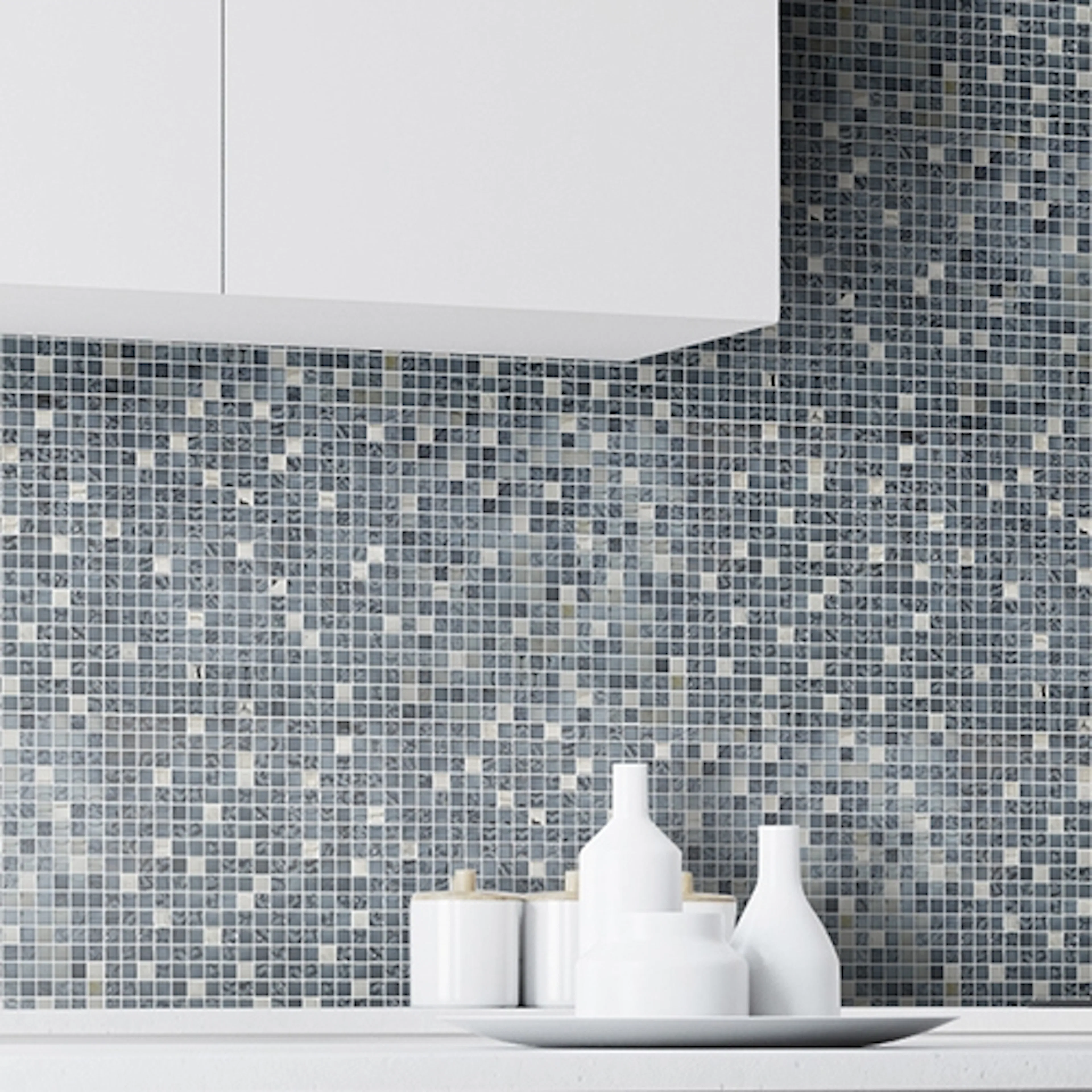 Kristalmosaik Arredo Blank Exclusive Stone Svart/Krom 1,5x1,5 cm