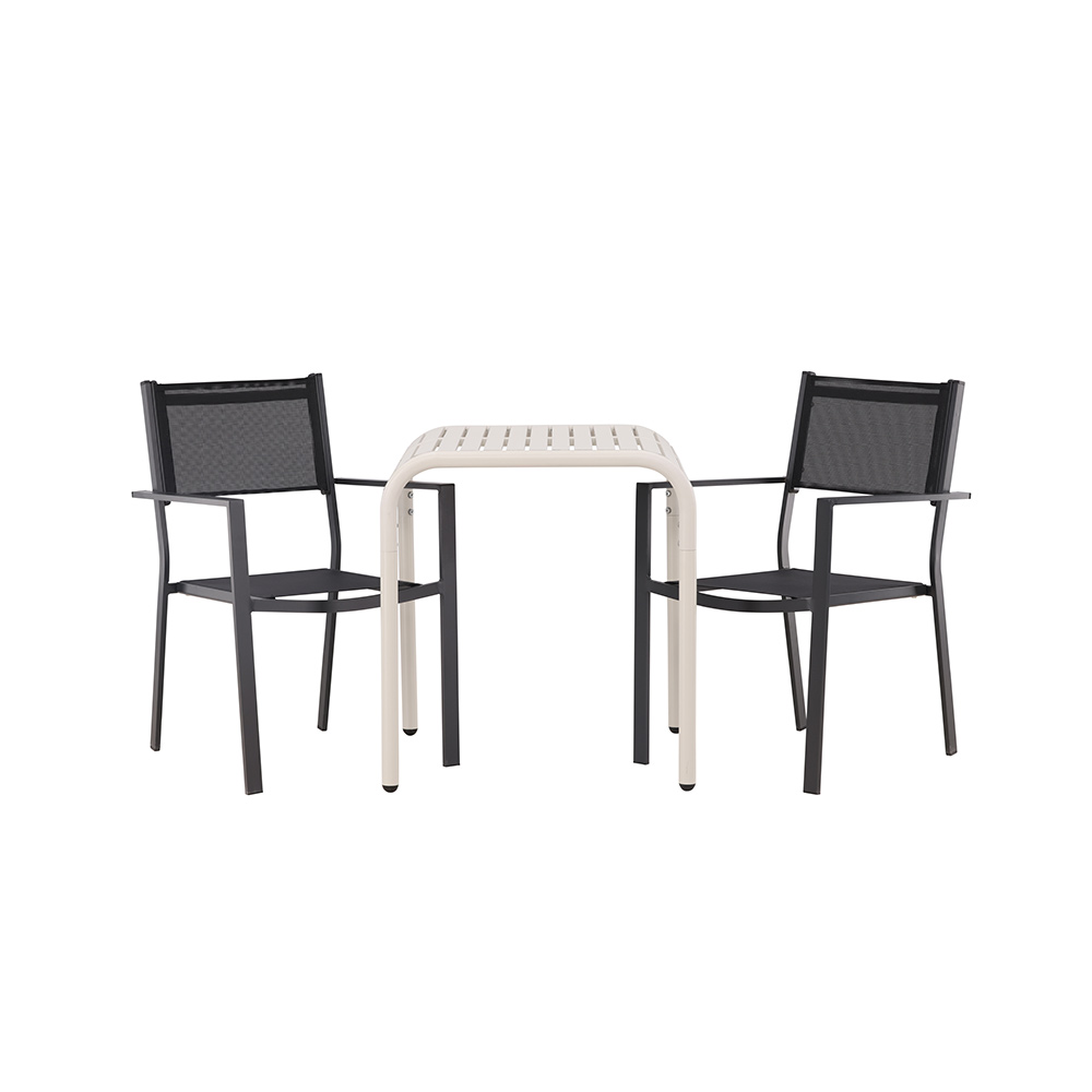 Borneo Cafetable Aluminium - Beige / Kvadrat 70*70* +Copacab Svart/Beige