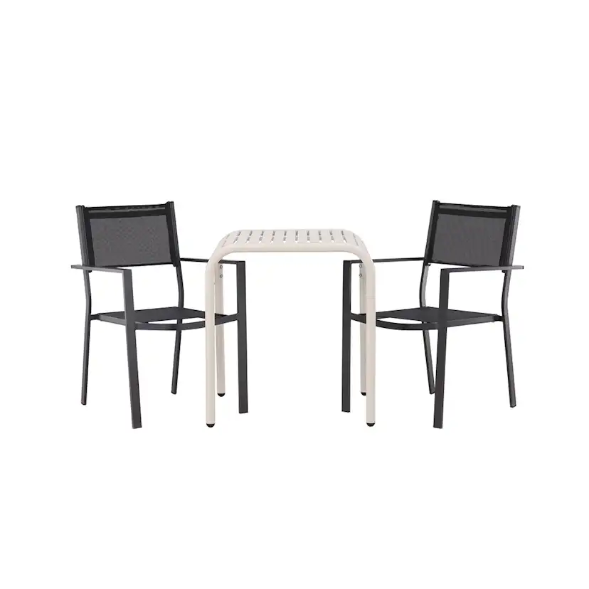 Borneo Cafetable Aluminium - Beige / Kvadrat 70*70* +Copacab Svart/Beige