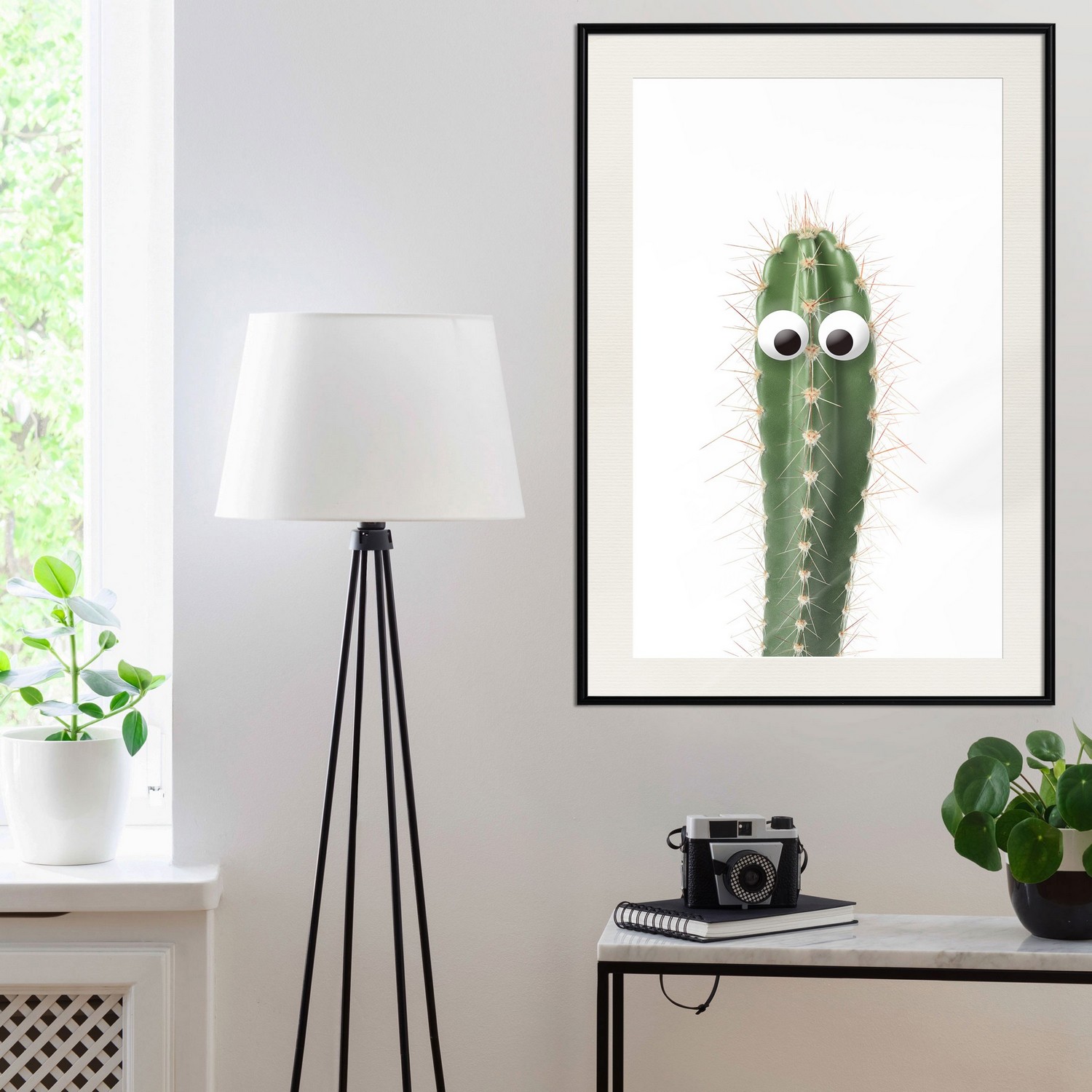 Affisch - Live Cactus [Poster] 30x45 Svart ram med passepartout, 30x45 cm