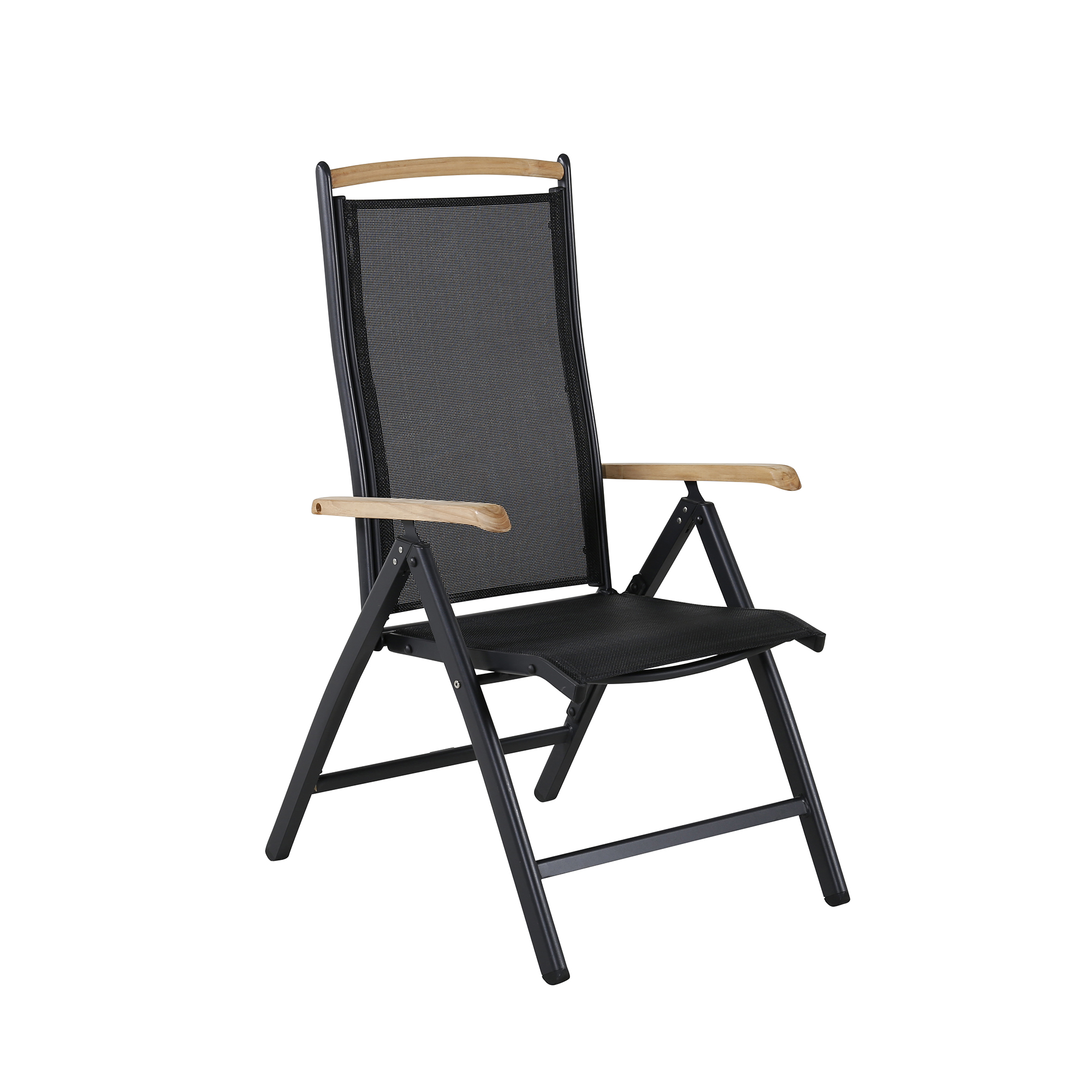 Panama - 5:pos Chair - Svart Alu/svart Textilene/Teak Svart