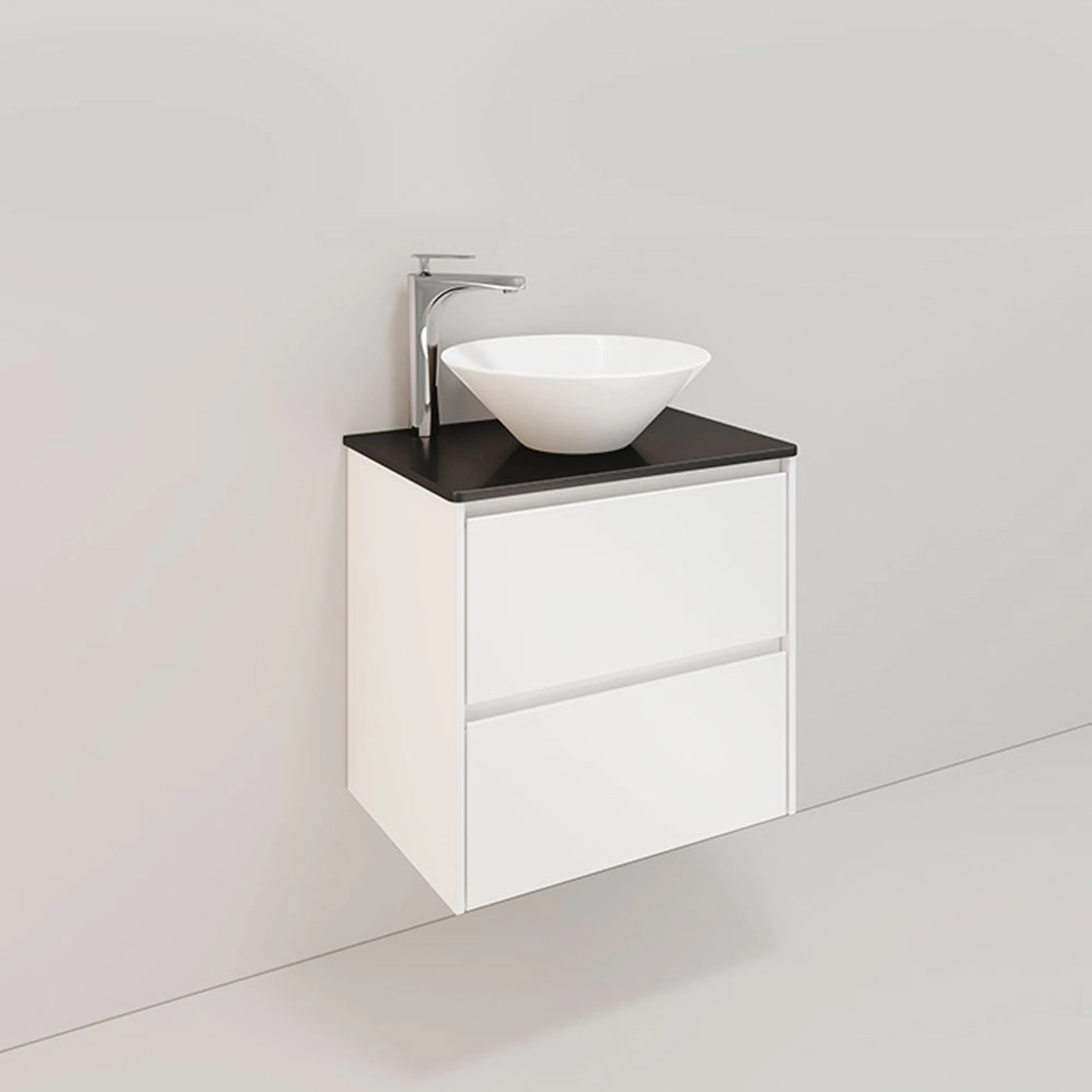 Tvättställsskåp Noro Lifestyle Concept 600 Vit, 2 lådor 600m BxH: 60x61,5 cm, 2 lådor, Centrerat Tvättställ