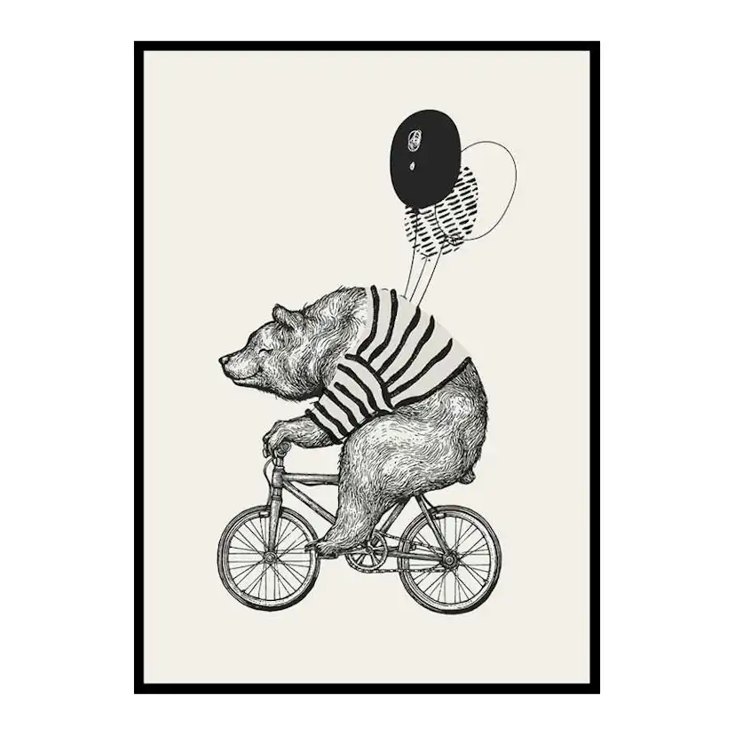 Poster Gallerix Bear On Bicycle