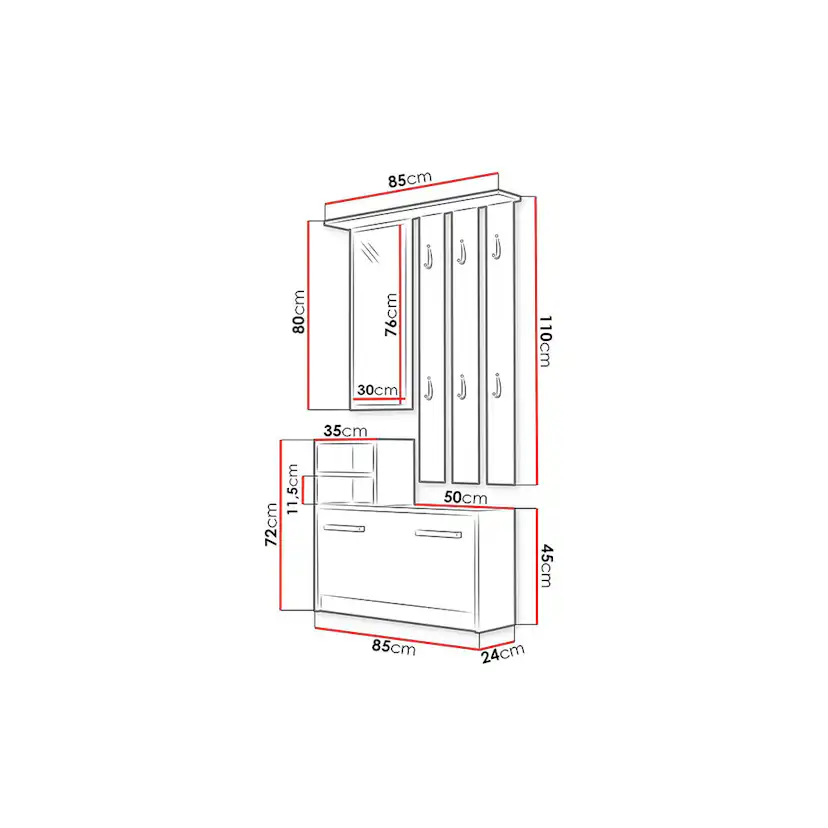 Hallmöbel In Living Nesebar 85 cm