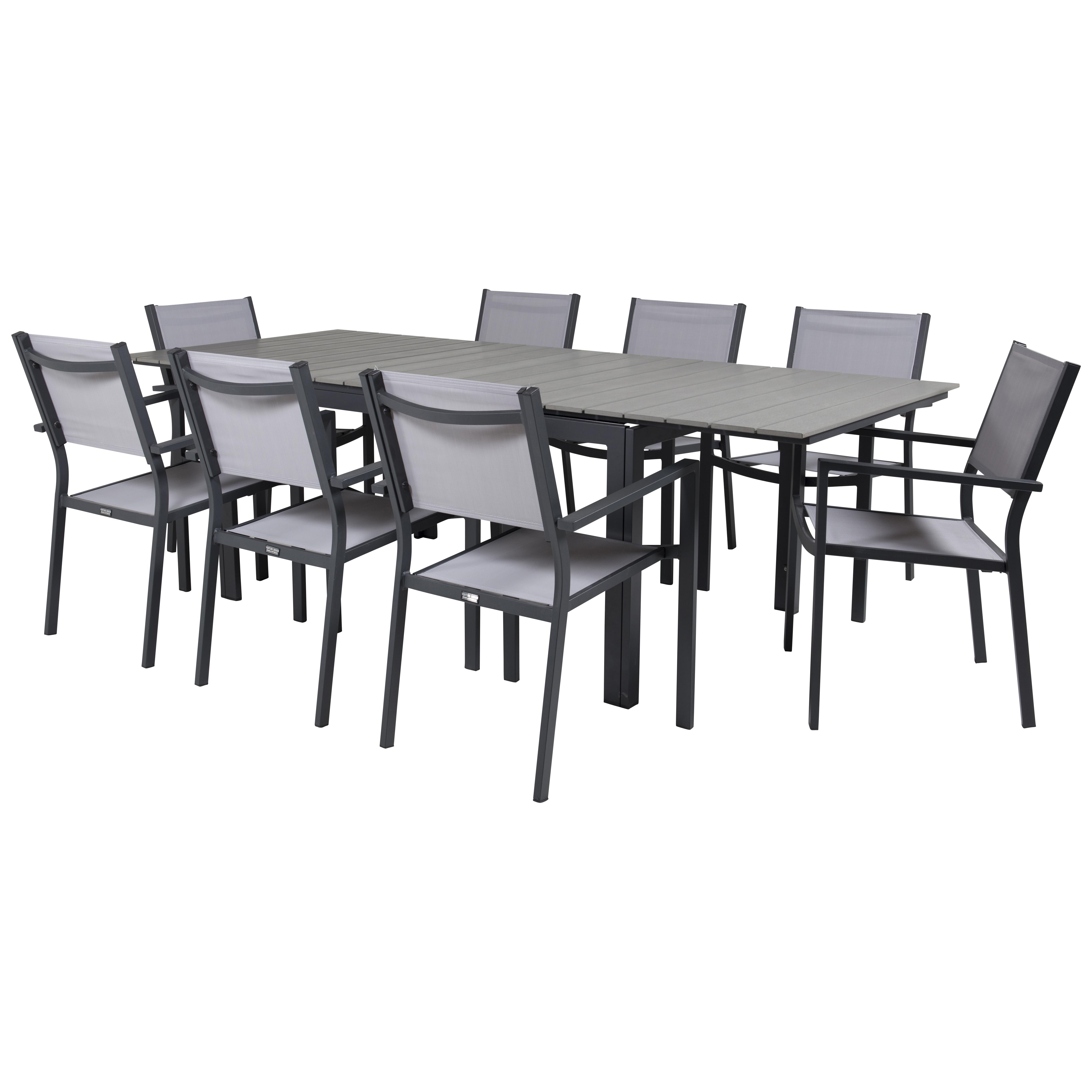 Matgrupp Venture Home Lova 160/240 med 8 Copacabana Karmstolar