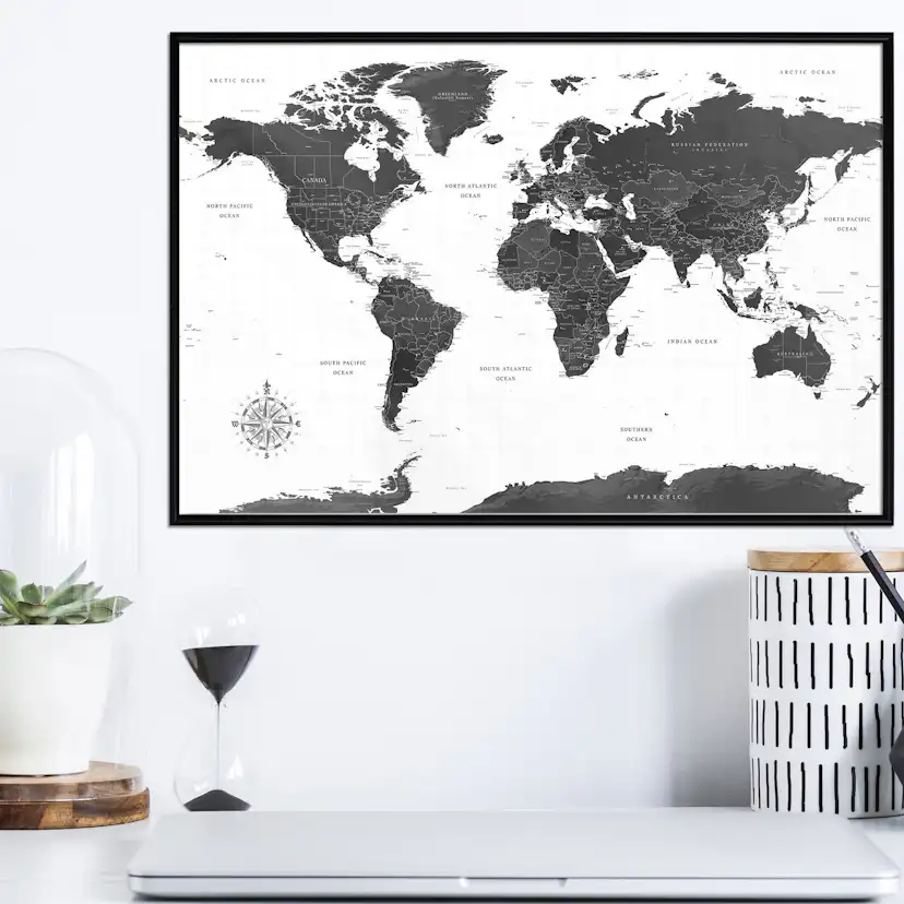 Poster Artgeist Affisch Monochrome Map