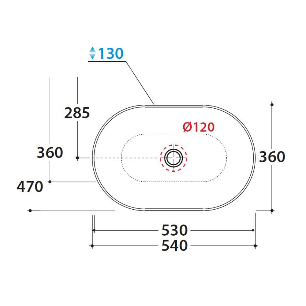 Tvättställ Globo T-EDGE 540 mm