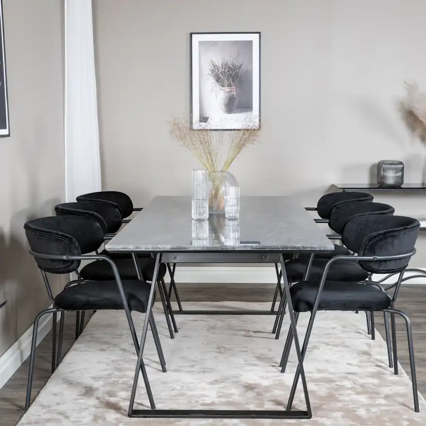 Matgrupp Venture Home Estelle med 6 Aris Stolar Sammet