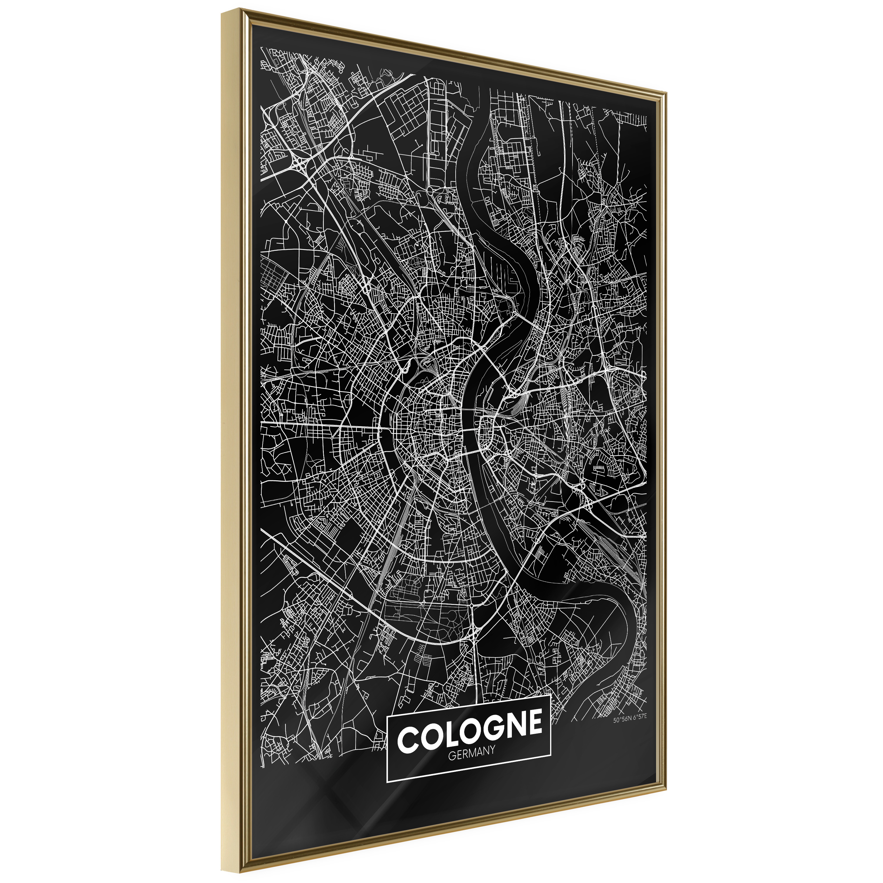 Poster Artgeist Affisch Dark Map of Cologne