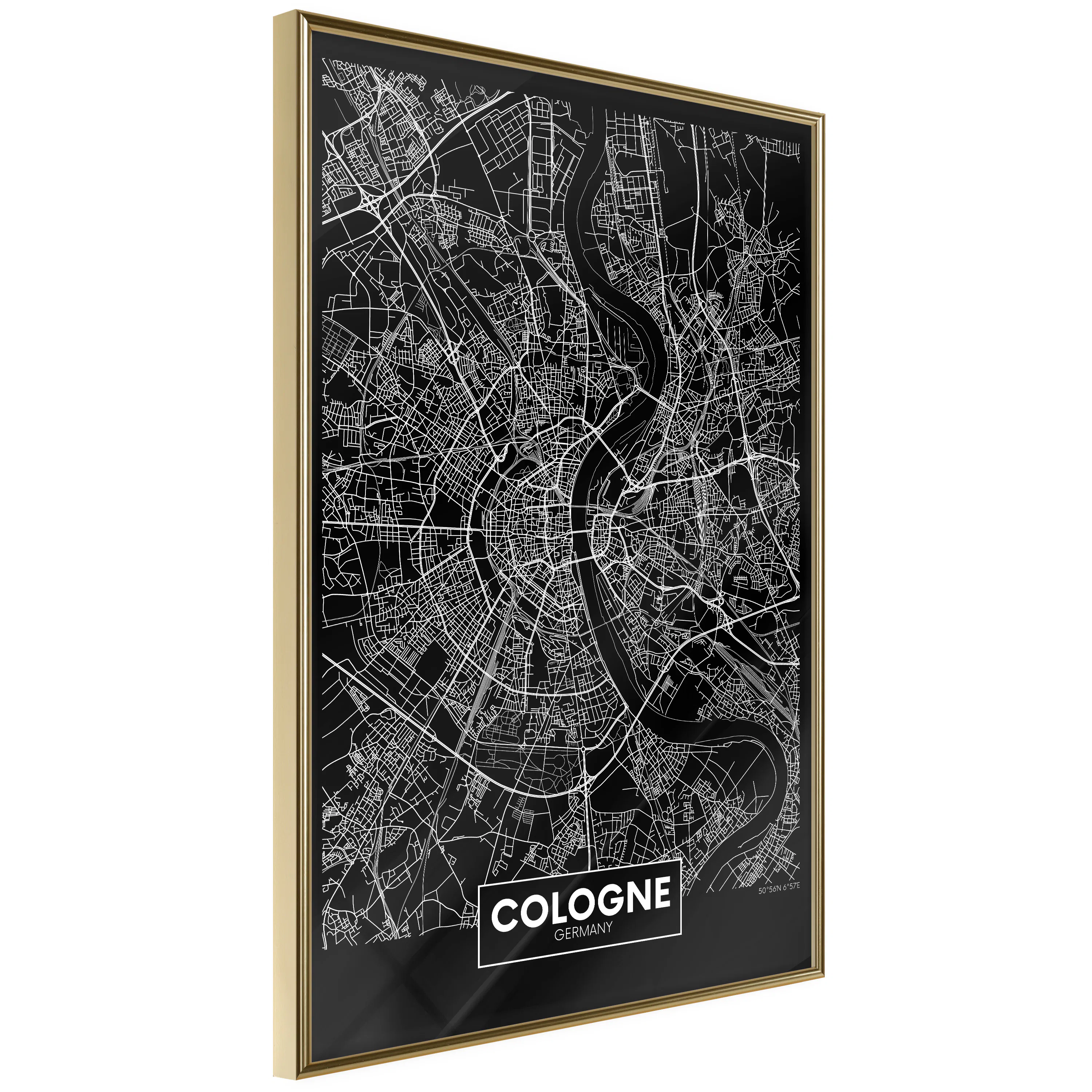 Poster Artgeist Affisch Dark Map of Cologne