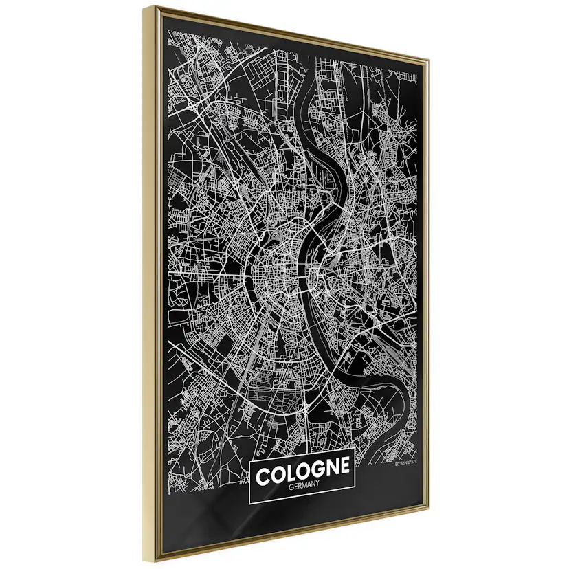 Poster Artgeist Affisch Dark Map of Cologne
