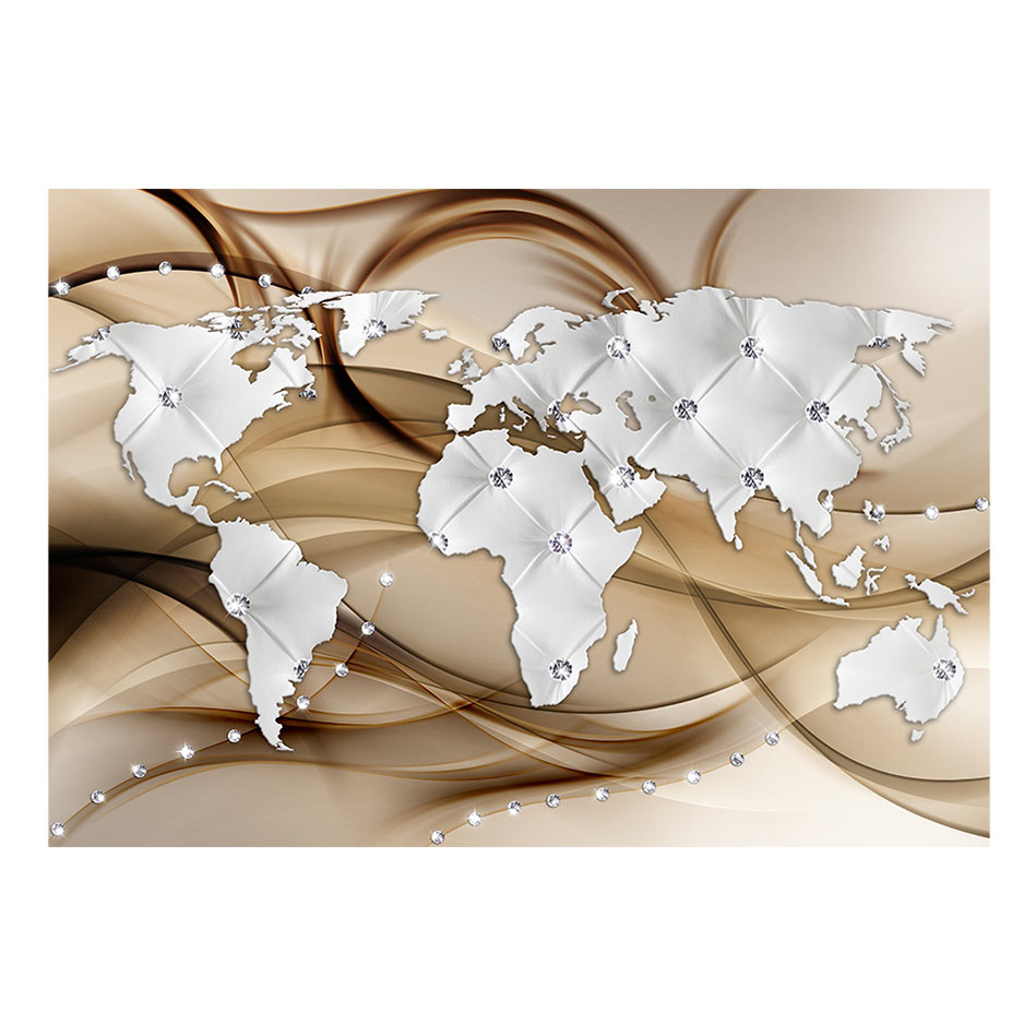 Fototapet Arkiio World Map White & Diamonds