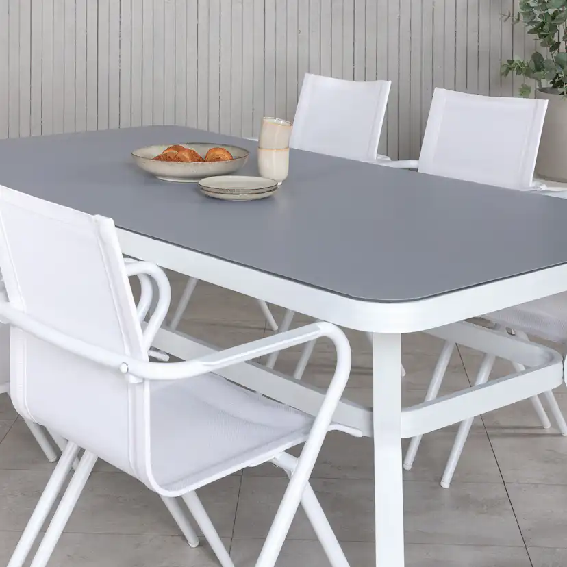 Matgrupp Utomhus Venture Home Virya 160x90 cm med 6 Alina Trädgårdsstolar